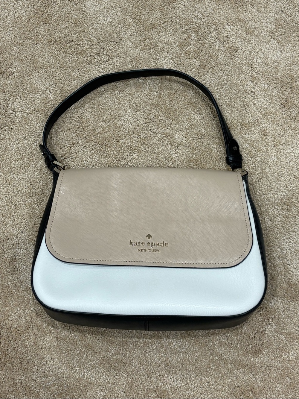 kate spade Beige and White Flap Shoulder Bag - Picture 2 of 8